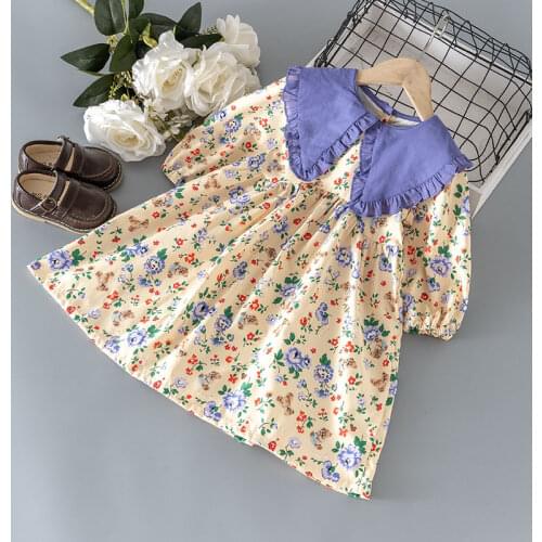 Spring girl baby clothes kids floral long-sleeved dress for toddler baby children clothing 1 year birthday infant dresses dress