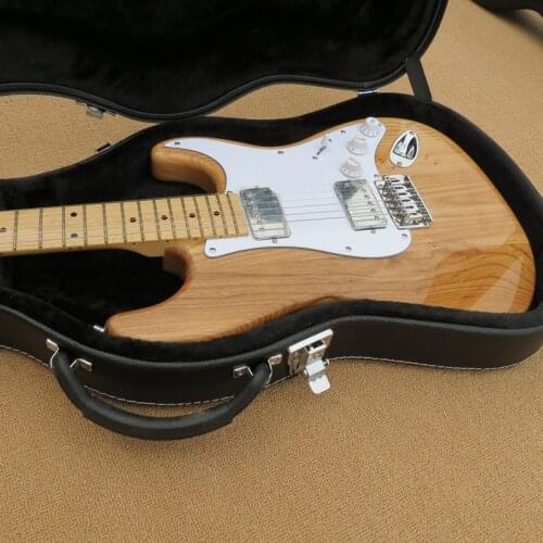 Transparent grey body electric guitar, maple neck, white guard plate, silver hardware, customized, free delivery