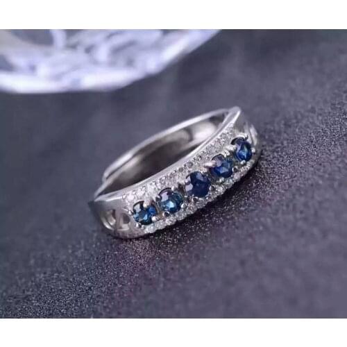 Natural sapphire gem Ring Natural gemstone ring 925 sterling silver trendy Elegant Crude arrangement women girl gift Jewelry
