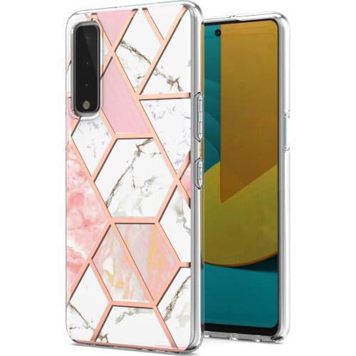 LG Velvet 5G G9 Stylo 7 4G/5G Marble Pattern Back Case,Soft TPU Shockproof Hybrid Slim Plating Splicing Phone Cover