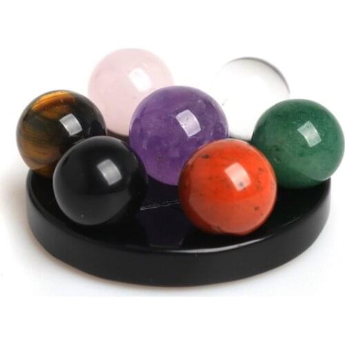 Fashion Natural Tumbled Round Stone Seven Chakra Stone Set Seven-star Appetizer Plate Craft