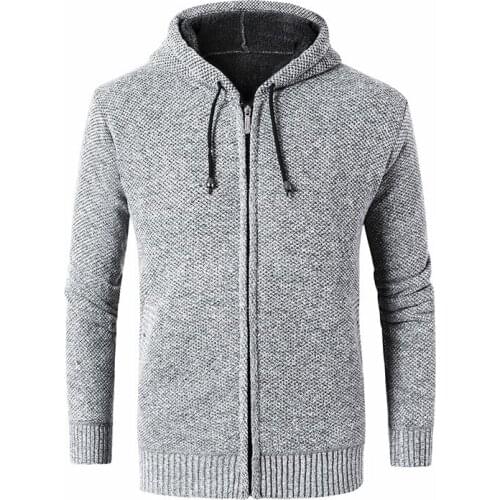 Fashion Sweaters Autumn Male Solid Hats Thick Classic Brand Sweaters Casual Cardigans Slim Windproof Homme Men