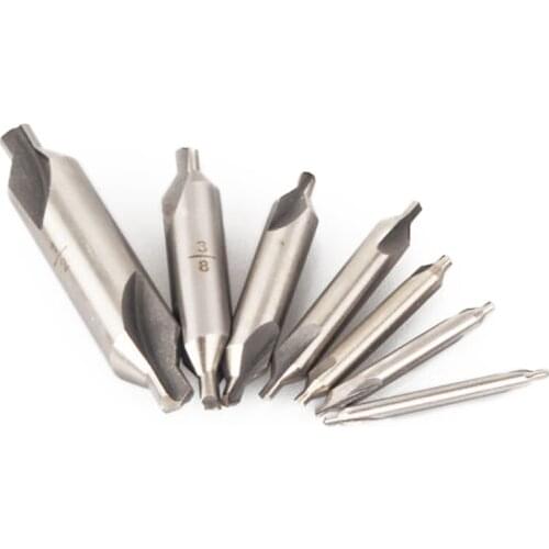 7 Size Drill and Chamfer Center Spotting Drill Bit Set Combined Countersink Kit