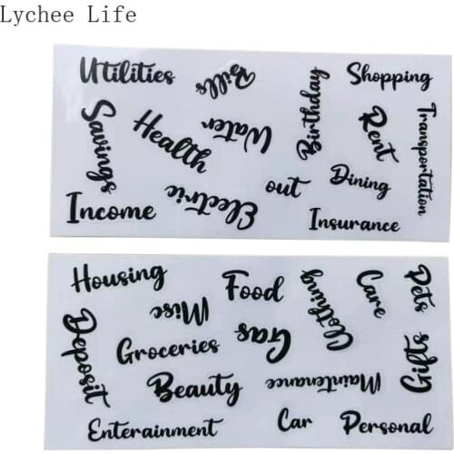 Lychee Life 10Sheets A6 Loose-leaf English Letter Label Sticker Cash Envelope System Budget Stickers DIY Decoration