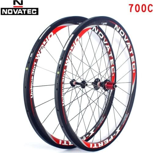 Novatec Road bike Carbon fiber tubular tyres Wheelset 700C Bicycle parts 4 Bearings 7-11speed V brake QR Bicycle carbon Wheels