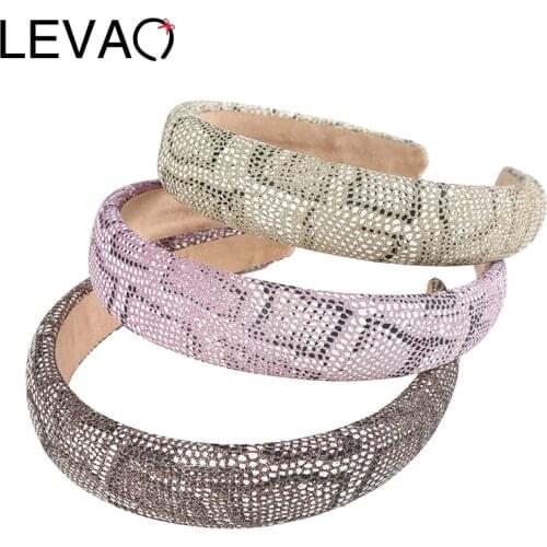 LEVAO Animal Print Headband Fine Flash Elegant Hairband Bezel Turban For Women Hair Accessories Headwear Serpentine Hair Hoop