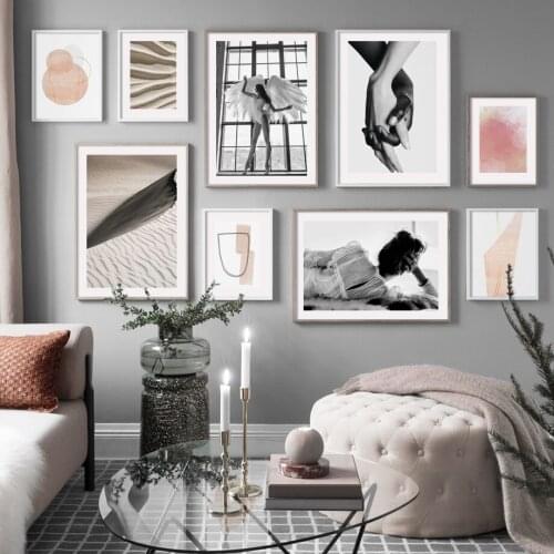 Window Angel Dune Holding Hands Geometric Lines Nordic Poster Wall Art Print Canvas Painting Wall Pictures For Living Room Decor