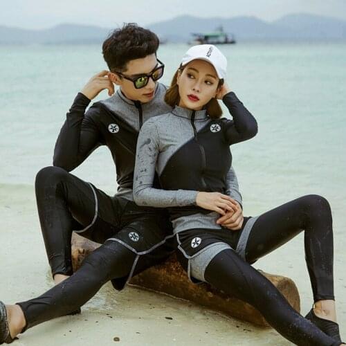 Couple Rash Guards Whole Woman Swimwear Swimsuits Women Rashguard Kitesurf Swimming 2019 New Arrivals Gray Couples Shorts Long