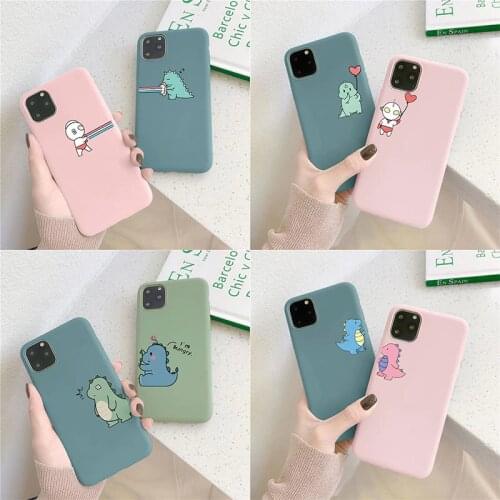 Couples Cartoon Dinosaur Phone Case For iPhone 12 Mini 11 Pro Max SE 2020 X XR XS Max 10 5 5s 8 6s 6 7 Plus Soft Silicone Cover