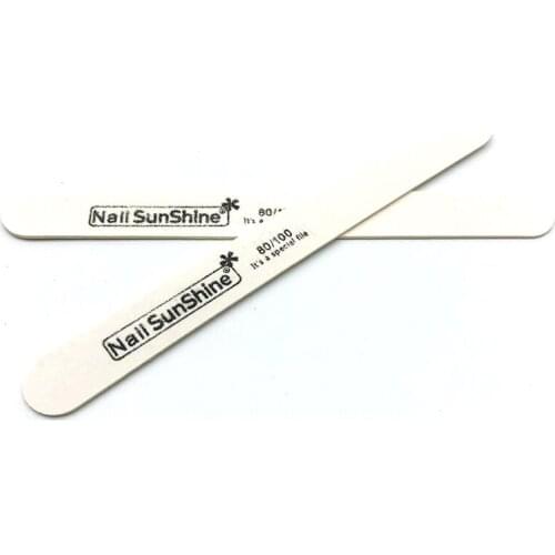 50pcs Strong Thick White Wood Nail Files 80/100 Sandpaper Grit Lima Buffer Emery Board Manicure Wood Sanding Nails Files Tool