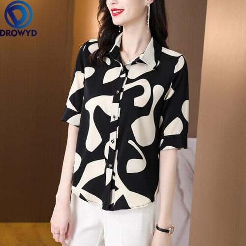 Luxury Plus Size 2XL Office Lady Mix Color Shirt Womens 2021 New Spring Black White Chiffon Blouse Women Slim Fit Bottoming Tops
