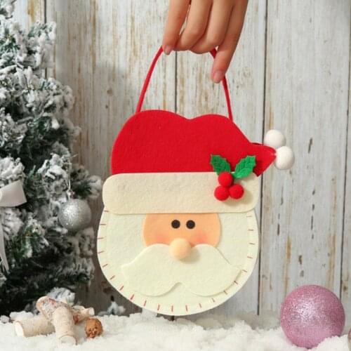 Handmade Cloth Gift Wrapping Bag W/Handle Santa/Snowman/Deer Christams Decor