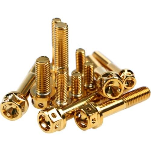 Hexagonal M6 screw M8 stainless steel golden hollow pattern, length 10mm to 60mm, universal for motorcycles and electric vehicle