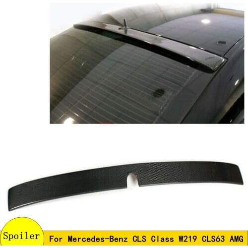 For W219 Carbon Fiber Rear Roof Lip Spoiler Wing for Mercedes-Benz CLS Class W219 CLS63 AMG Sedan 4-Door 2006 - 2010 Lid Spoiler