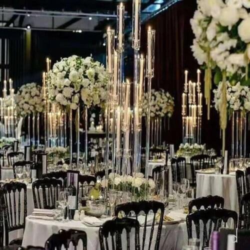Wedding Lighting Road Lead aisle Stand Crystal Candelabras Pillar Acrylic Transparent Wedding stage decoration 6 sets
