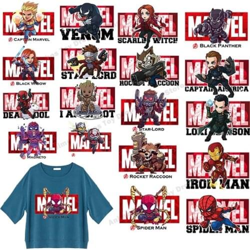 Marvel Spiderman Iron Man Cartoons Thermal Stickers for Clothes DIY Heat Transfer Kids Patches Iron on Transfer applique Patches