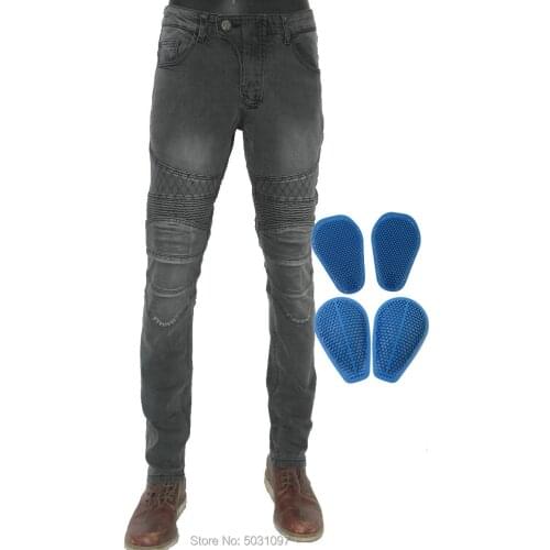 Loong Biker Motorcycle Slim Riding Trousers Knight Daily Cycling Protective jeans Comfortable Fabric Locomotive Jeans gray