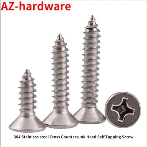 304 Stainless steel Cross Countersunk Head Self Tapping Screw KA Flat Head Self-tapping Wood Screw M1M1.2M1.4M1.7M2 50PCS