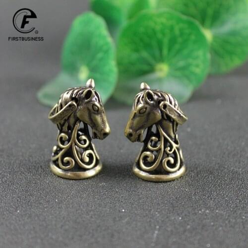 Vintage Bronze Zodiac Animal Horse Head Bell Figurines Small Desk Ornaments Tea Table Decorations Feng Shui Brass Crafts Decors