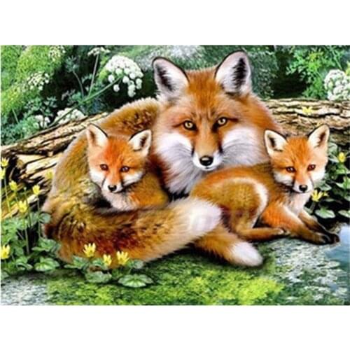 Embroidery,Diamond mosaic,DIY 5D Diamond painting,3D Diamond stitch,Diamond Embroidery Pattern Rhinestone Two fox Cross Stitch
