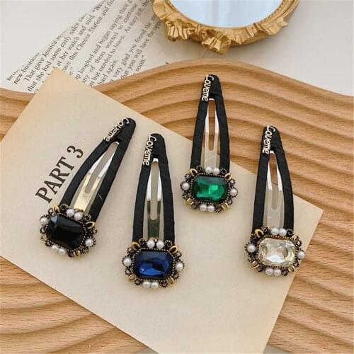 Women Barrettes Hairpin Rhinestone Zircon Crystal Geometric Hair Clips Fashion Korean Girl Accessories Retro Vintage Wholesale
