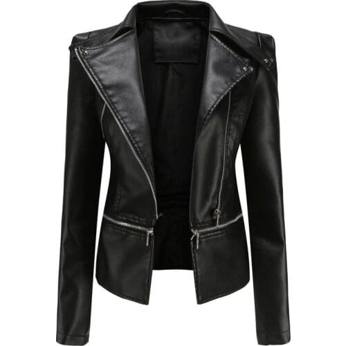 Women Coats Faux Leather Moto Biker Female Jackets Spring Autumn Long Sleeve Women PU Jacket Removable Hem Jacket Women