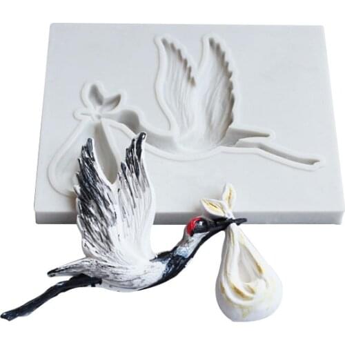 1 Piece Red-crowned crane Shape silicone mold Cake Chocolate Mold wedding Cake Decorating Tools Fondant Sugarcraft Cake Mold