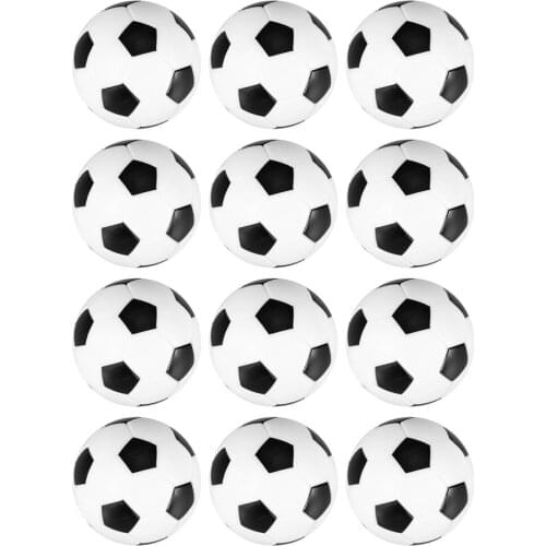 12pcs 36MM Foosball Table Replacement Black and White Tabletop Soccer Balls Game Table Size