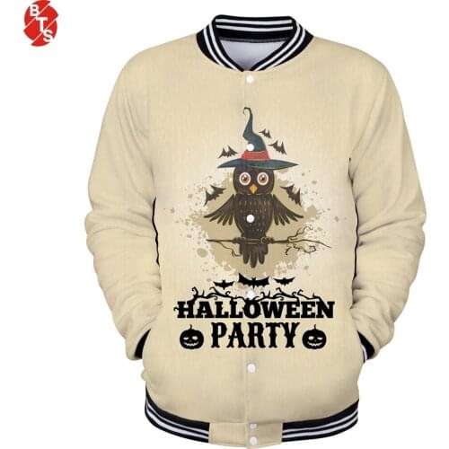 2018 Halloween Baseball Jackets Women/Men 3D Print Fashion Style Streetwear Jackets Halloween Casual Baseball Jackets Plus Size