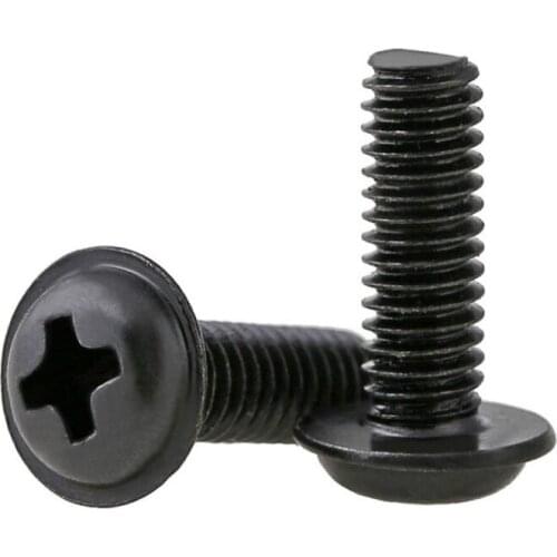 50Pcs M2 M2.5 M3 PWM DIN967 Black Pan Padded Screws Referral Computer Case Chassis Fixed Motherboard Screws With Pad