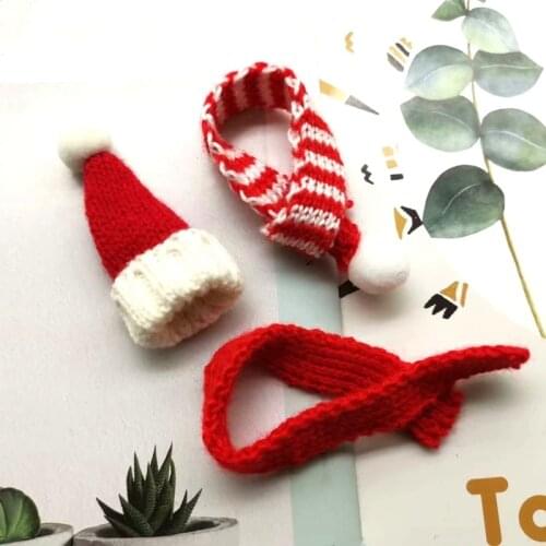 6PC Knitting Scarf Christmas Hat Ornament DIY Handmade Decorative Supplies Home Clothing Sewing Accessories Kid Gift Doll Craft