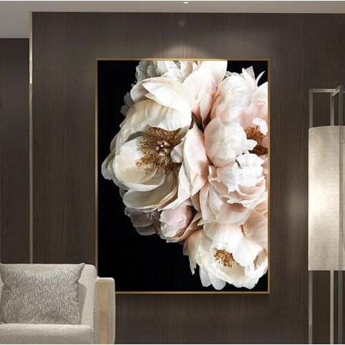 Abstract White Flower Petals Oil Painting on Canvas Posters and Prints Art Wall Home Decor Pictures For Living Room Cuadros