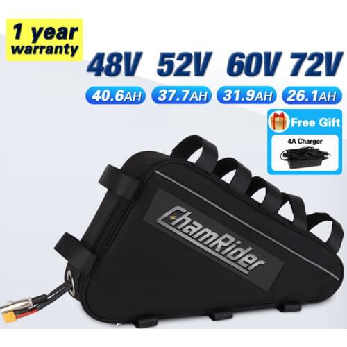 Original 48V Battery 48V 40AH 52V ebike Battery 36V 57.6AH Triangle Battery Large Capacity 1500W Super Powerful 21700 Cell
