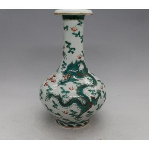 Antique QingDynasty porcelain vase,green color Gilt bottle,hand painted crafts,Decoration,Collection&Adornment,Free shipping