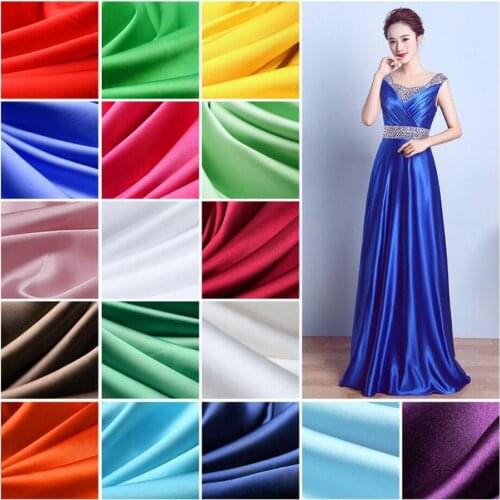 Glossy Solid Imitated silk satin fabric dense charmeuse bridal for wedding dress by yard