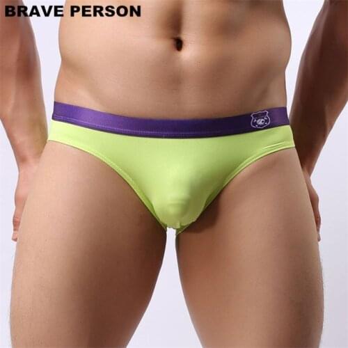 Brand Brave Person Men gay Briefs Sexy Underwear Briefs Low Waist Underpants Men sexy Briefs Nylon Men Bikini solid Briefs