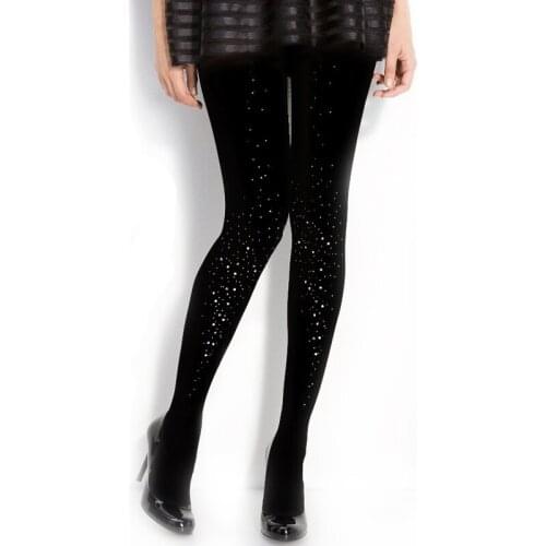 Black Basic Pantyhose With Hotfix Rhinestones