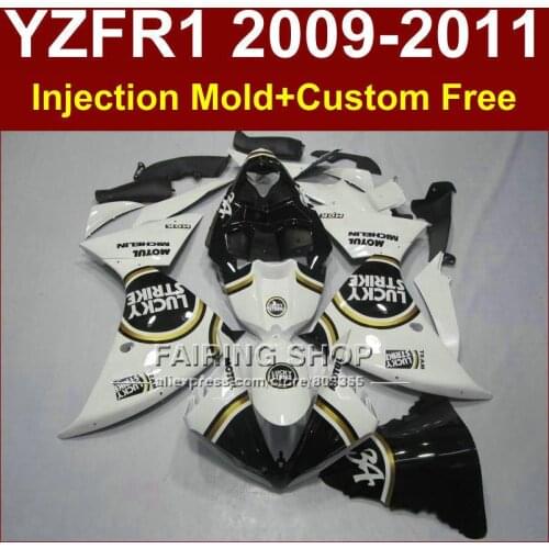LUCKY white Motorcycle parts for YAMAHA fairings YZF R1 09 10 11 12 R1 bodywork YZF1000 +7Gifts Injection YZF R1 2009 2010 2011
