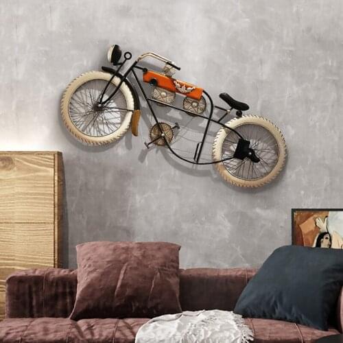 European Wrought iron Bicycle Wall Hanging Adornment Childrens Room Wall Sticker Crafts Home Livingrooom Wall Mural Decoration