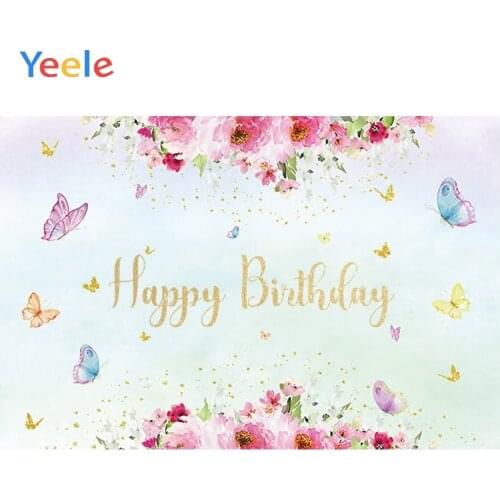 Flower Gold Point Butterfly Baby Birthday Party Portrait Backdrop Photography Custom Photographic Background For Photo Studio