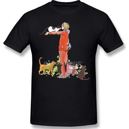 Kenma And Cats Anime Clothes Design Haikyuu Volleyball Sports Anime Cotton Camiseta Men T-Shirt