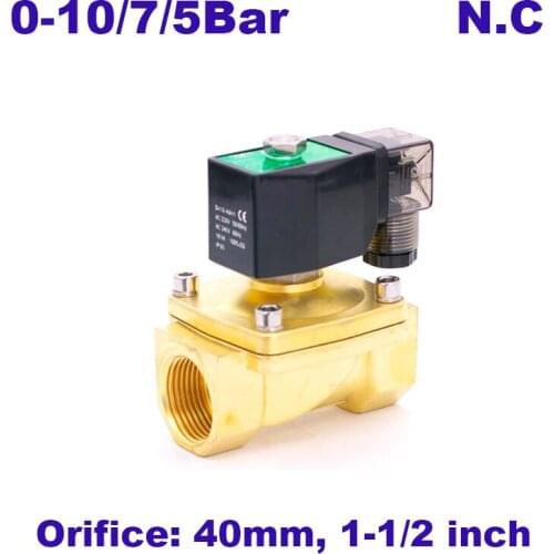 GOGO 2 way Pneumatic Brass 1 1/2" water solenoid valve zero pressure start AC220V Orifice 35mm normal close PU-40 with plug type