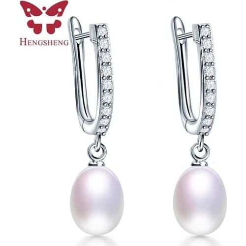 HENGSHENG 2019 Pearl jewelry earrings, natural pearl earrings AAAA 8-9mm freshwater pearls jewelry bohemian earrings