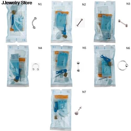 HOT! 1Set Professional Sterilized Disposable Body Jewelry Pack Unit Piercing For Ear Nose Nipple Belly Navel Septum Needle Kit