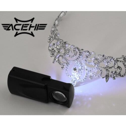 Mini Pocket 30x21mm Black Microscope LED Fold Eye Jewelry Loupe Pull Type Jewelry Magnifier with LED Light Jewelry Loupe Hot