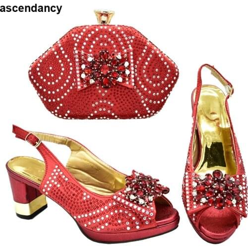New Fashion Women Shoes and Bags To Match Set Sale Italian Shoes with Matching Bags Sexy Heels Block Heel Shoe Pumps Women Shoes