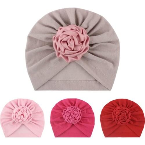 Cute Big Flower Baby Hat Soft Cotton Infant Toddler Girl Bonnet Turban Elastic Kids Newborn Beanie Cap