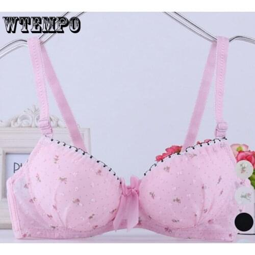 Push Up Bra Teenage Girl Seamless Underwear Bras Floral Kawaii Brassiere with Underwire Schoolgirl Soft Bralette Lingerie Tops
