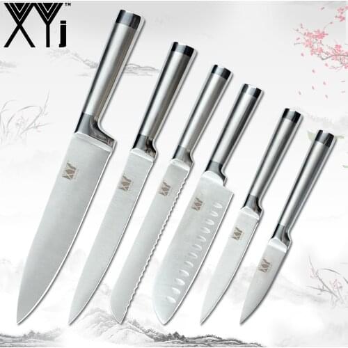 XYj Kitchen Knives Set Paring Utility Santoku Chef Slicing Bread Stainless Steel Kitchen Knife Sets Germany Steel Kitchen Tools