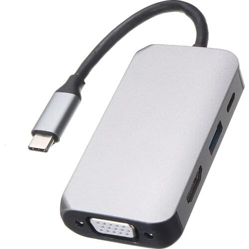 New Arrival 4-in-1 Type-C Converter Portable 4K HDMI-compatible/VGA/USB 3.0/PD Charging Port Hub Adapter For PC Laptop